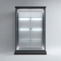 Witryna szklana z oświetleniem LED szara MDF 100 x 40 x 200 cm