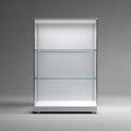 Prostokątna witryna ekspozycyjna ze szkła hartowanego i aluminium, transparentna, 80 x 40 x 180 cm