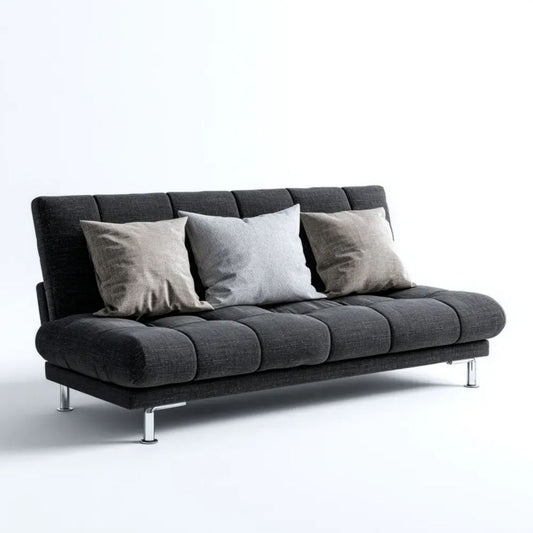 Sofa trzyosobowa grafitowa z tapicerką poliestrową 200 x 90 x 85 cm