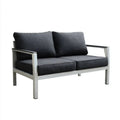 Dwuosobowa sofa ogrodowa z aluminium i poliestru, grafitowo-srebrna, 120 × 70 × 65 cm