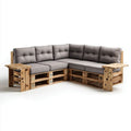 Ogrodowa narożna sofa z palet drewnianych jasnobrązowo-szara, 240 x 180 x 80 cm