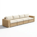 4-osobowa modułowa sofa ogrodowa z technorattanu beżowo-kremowa 300 x 80 x 70 cm