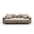 Beżowa sofa dwuosobowa z tapicerką poliestrową 220 × 100 × 85 cm
