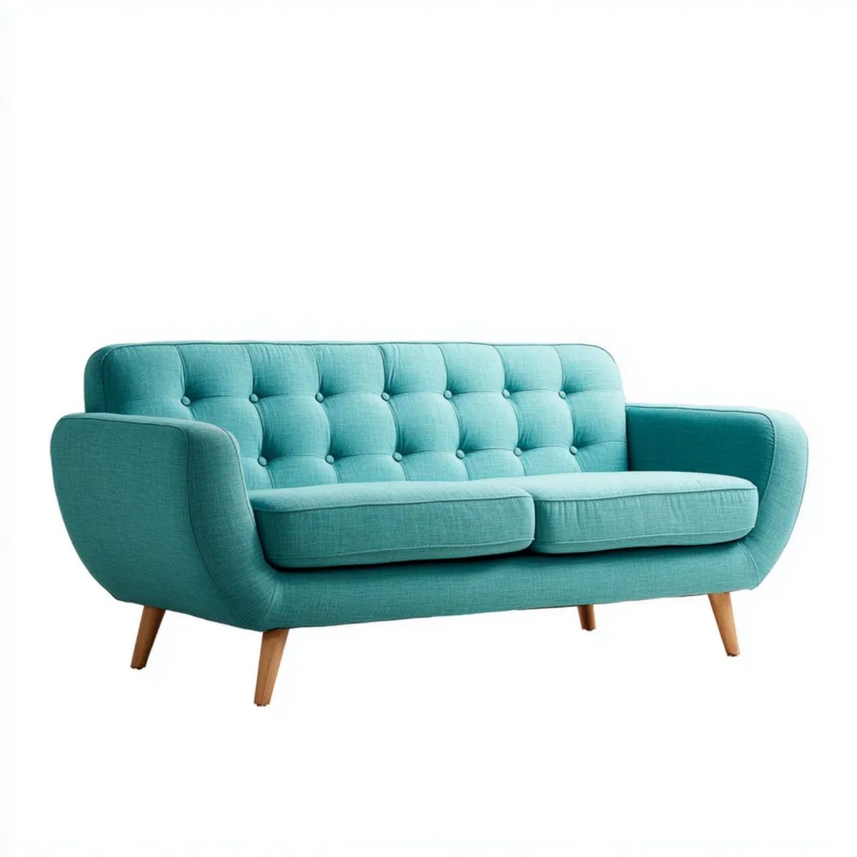 Turkusowa sofa trzyosobowa z poliestru 210 x 90 x 85 cm