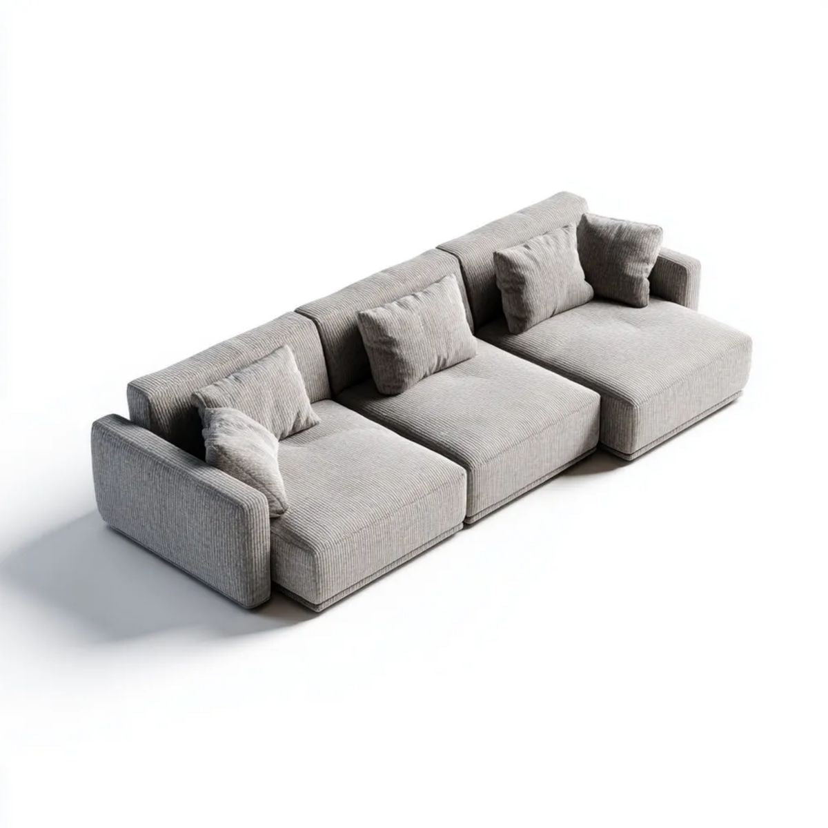 Trzyosobowa sofa modułowa z poliestru, szara, 300 × 110 × 78 cm