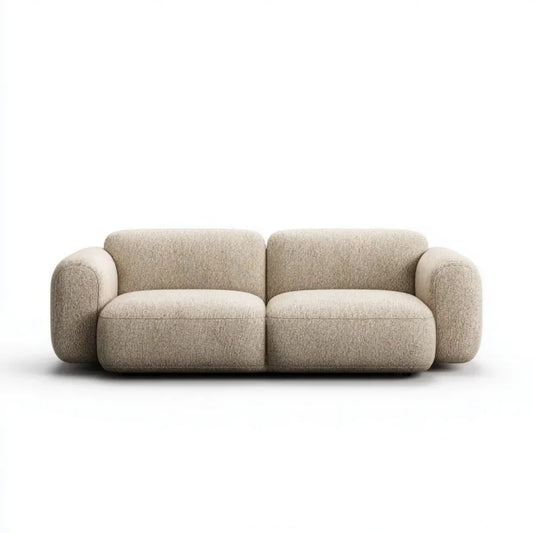 Beżowa sofa dwuosobowa z tkaniny, 180 x 95 x 72 cm