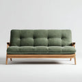 Trzyosobowa sofa zielona z tapicerką poliestrową i drewnianą ramą, 180 × 80 × 78 cm