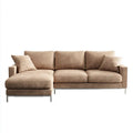 Beżowa sofa narożna w kształcie L z lewostronnym szezlongiem, poliestrowa i stalowa, 260 × 160 × 85 cm