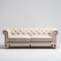 Trzyosobowa sofa Chesterfield kremowa z poliestru 220 x 90 x 78 cm