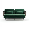 Dwuosobowa sofa z zielonego aksamitu na stalowej ramie, 160 x 75 x 80 cm