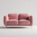 Różowa sofa dwuosobowa z tapicerką poliestrową i stalową podstawą, 160 × 85 × 80 cm