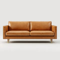 Dwuosobowa sofa ze skóry ekologicznej PU koniakowa ze złotymi nogami, 180 × 85 × 82 cm