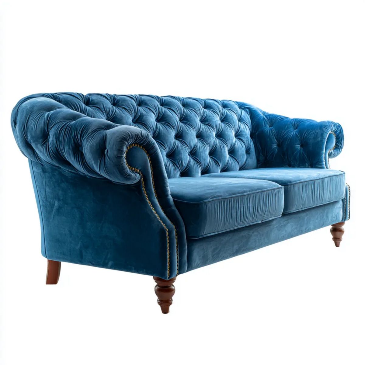 Dwuosobowa sofa Chesterfield z aksamitu granatowa 180 x 90 x 75 cm