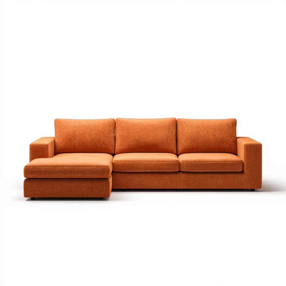 3-osobowa narożna sofa w kształcie L z tkaninową tapicerką, pomarańczowa, 250 × 160 × 85 cm