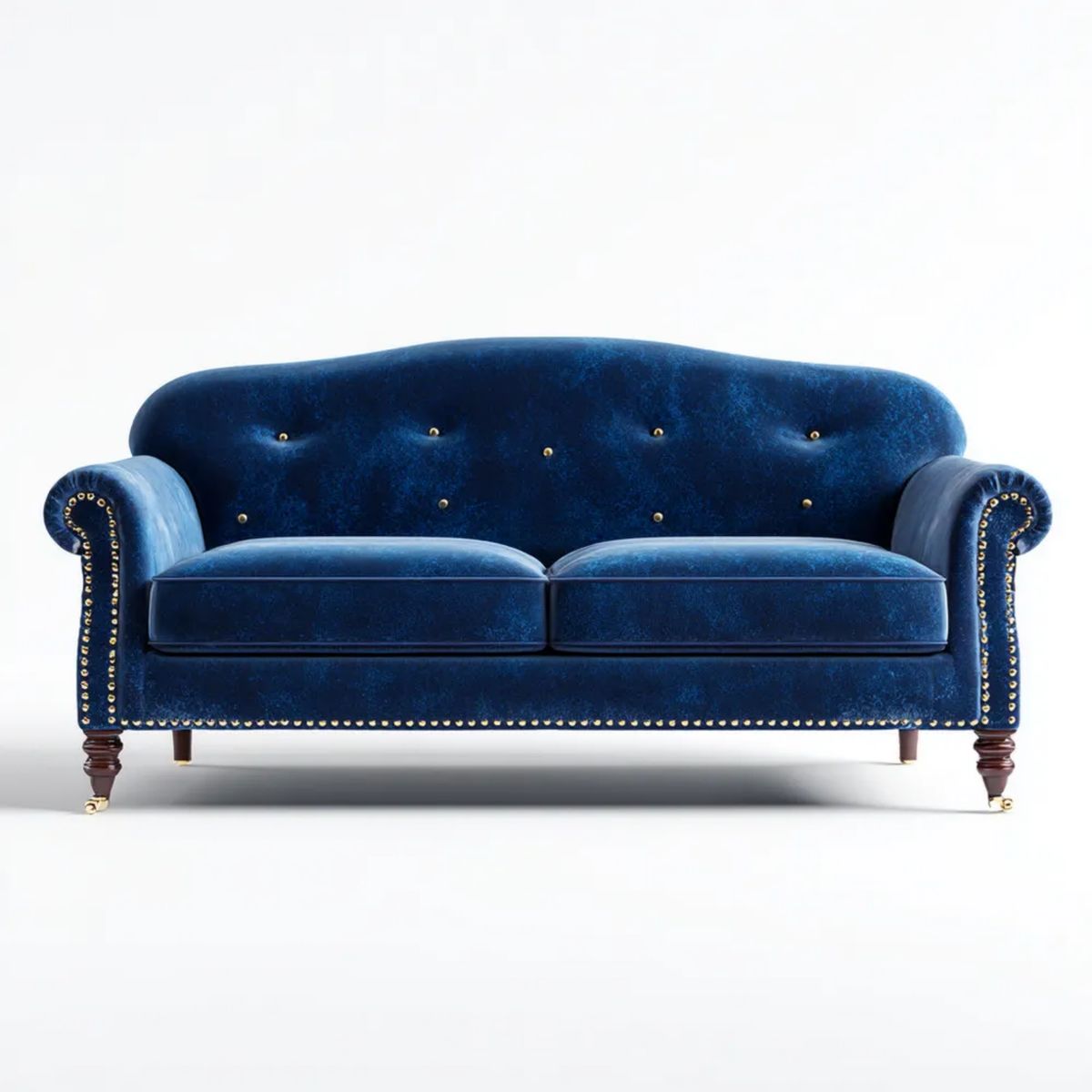 Dwuosobowa sofa Chesterfield granatowa z aksamitu poliestrowego 178 x 86 x 83 cm