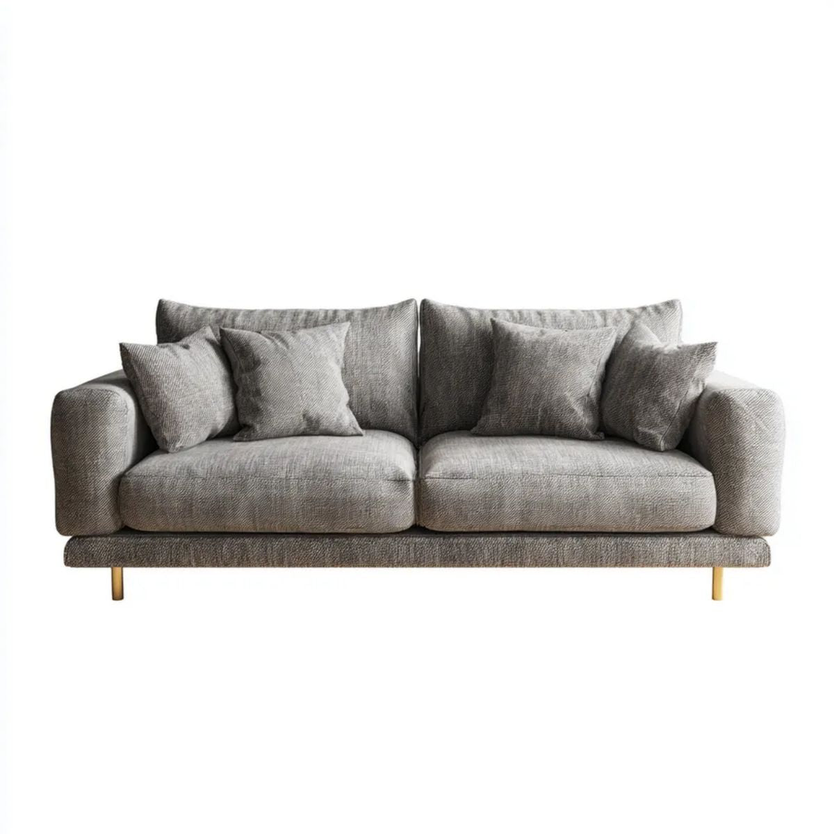 Dwuosobowa sofa z tapicerką poliestrową szaro-złota 200 × 90 × 85 cm