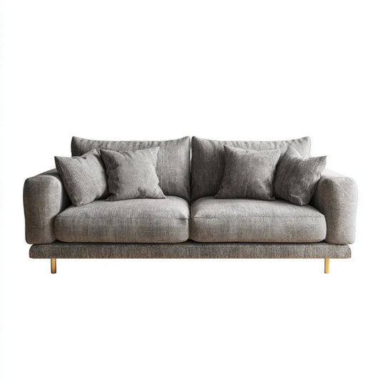Dwuosobowa sofa z tapicerką poliestrową szaro-złota 200 × 90 × 85 cm