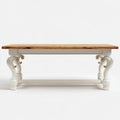Prostokątny stół drewniany z MDF, biało-naturalny, 180 x 90 x 76 cm