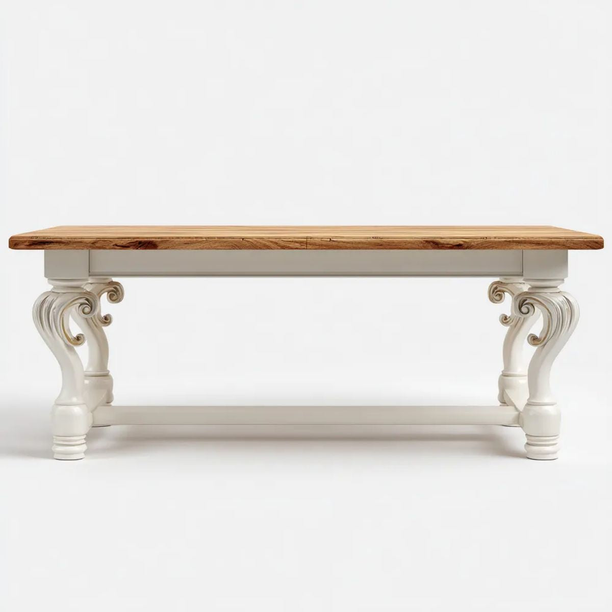 Prostokątny stół drewniany z MDF, biało-naturalny, 180 x 90 x 76 cm