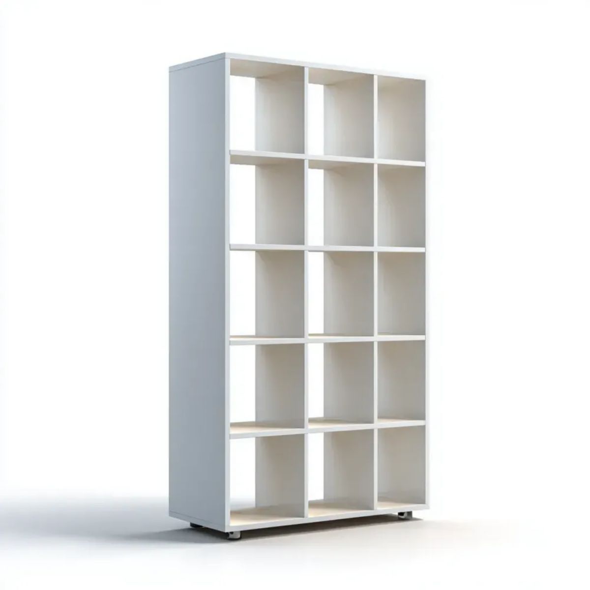 Biały regał biblioteczny z płyty wiórowej laminowanej 90 × 30 × 180 cm, 15 przegródek
