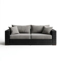Dwuosobowa sofa ogrodowa z technorattanu czarno-szara 180 x 75 x 70 cm