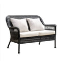 2-osobowa sofa ogrodowa z technorattanu, czarna/kremowa, 132 × 78 × 90 cm