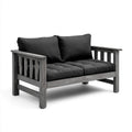 Dwuosobowa sofa ogrodowa z litego drewna akacjowego, szara/antracytowa, 120 × 65 × 75 cm