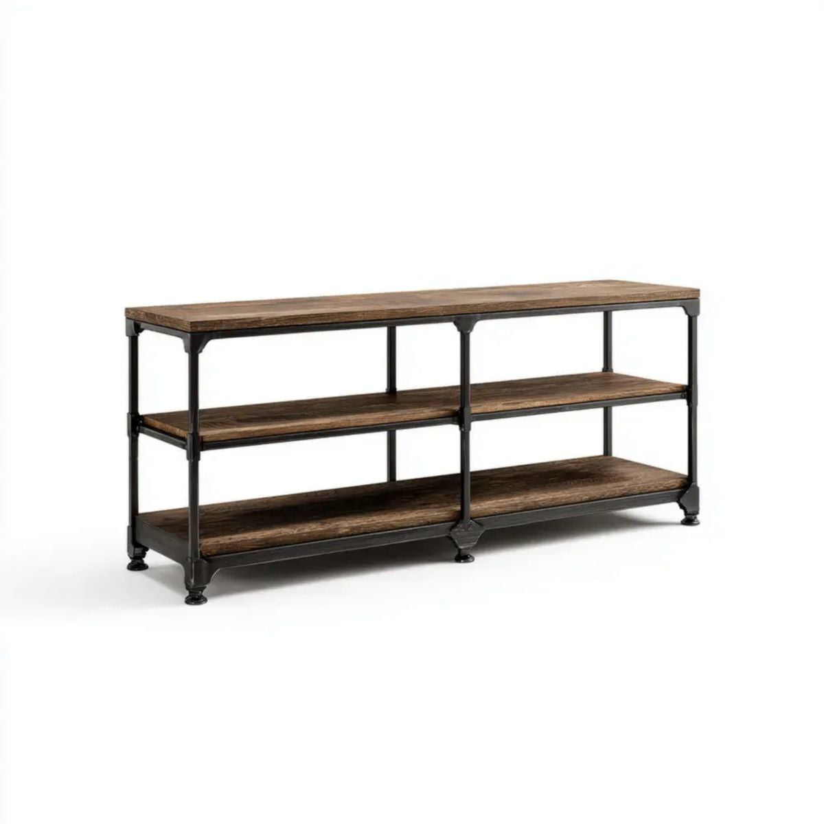 Regał industrialny brązowo-czarny z płyt MDF i stalową ramą, 160 × 40 × 80 cm, 3 półki