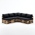Czarna narożna sofa ogrodowa z palet drewnianych 240 x 240 x 80 cm w kształcie L