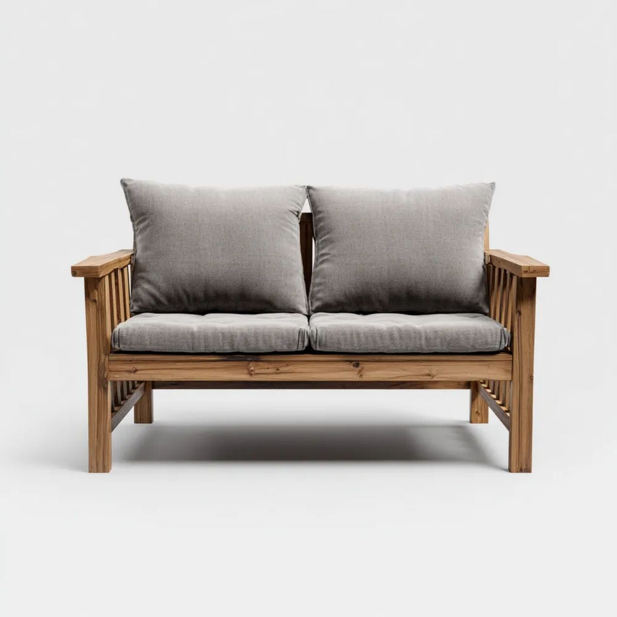 Dwuosobowa sofa ogrodowa z drewna brązowo-szara 120 x 65 x 75 cm