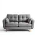 Dwuosobowa sofa z poliestru, szara/naturalna, 160 × 85 × 85 cm