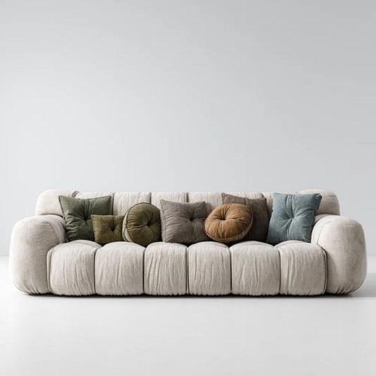 Kremowa sofa 3-osobowa z tapicerką poliestrową, 230 × 100 × 78 cm
