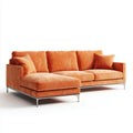 Sofa narożna lewostronna pomarańczowa z poliestru 270 x 160 x 85 cm