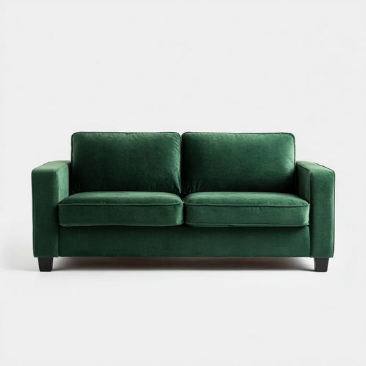 Dwuosobowa sofa z aksamitu poliestrowego, ciemnozielona, 160 x 86 x 85 cm