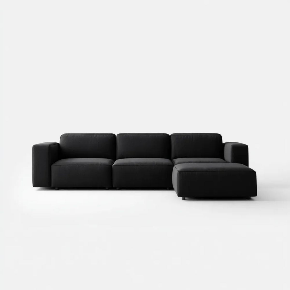 Czarna sofa narożna w kształcie L z prawostronnym szezlongiem, tapicerka PU, 280 × 160 × 78 cm