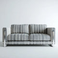 Sofa dwuosobowa szaro-srebrna z tapicerką poliestrową i stelażem ze stali nierdzewnej, 160 x 85 x 82 cm