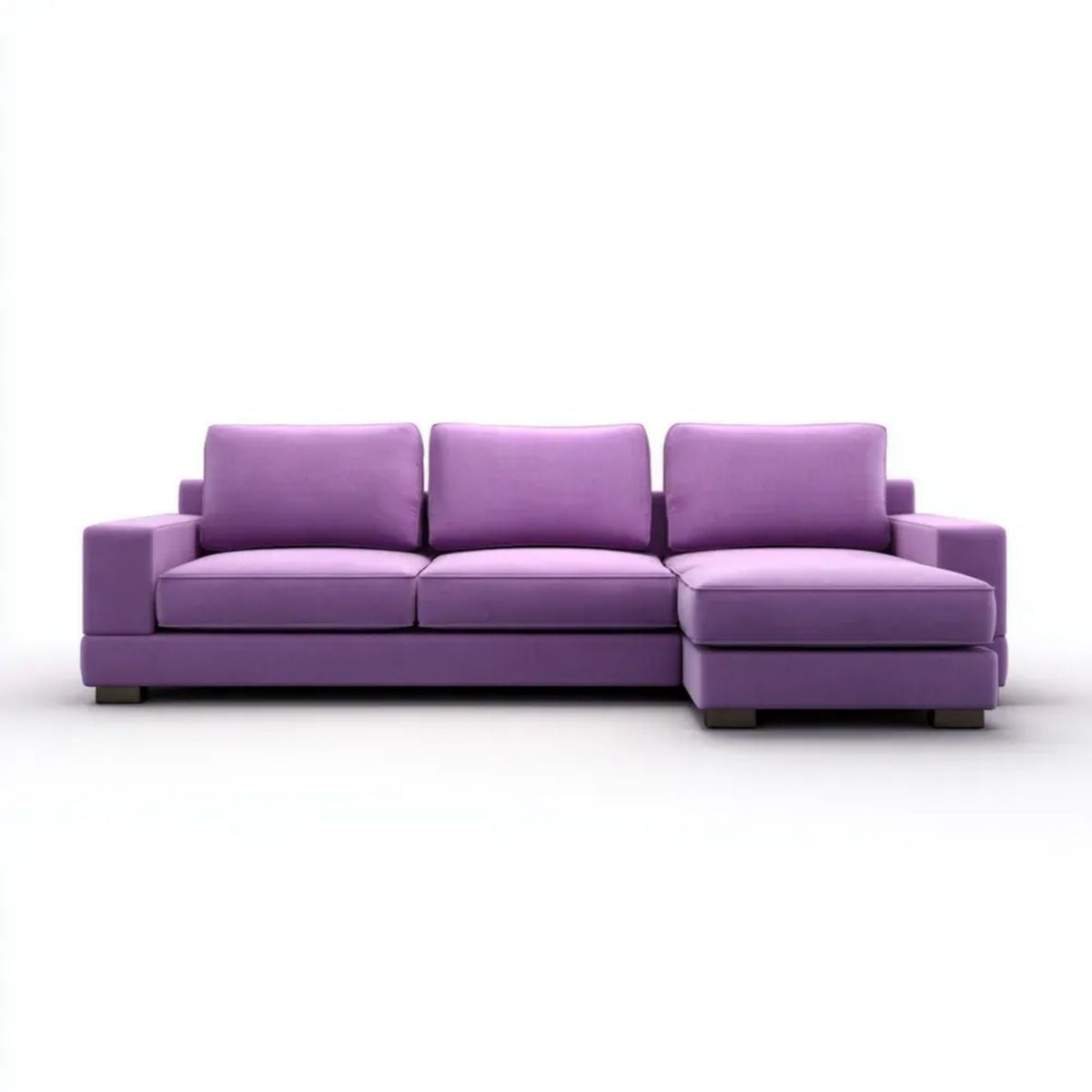 Fioletowa sofa narożna 3-osobowa z tapicerką poliestrową 260 × 160 × 85 cm, prawostronna