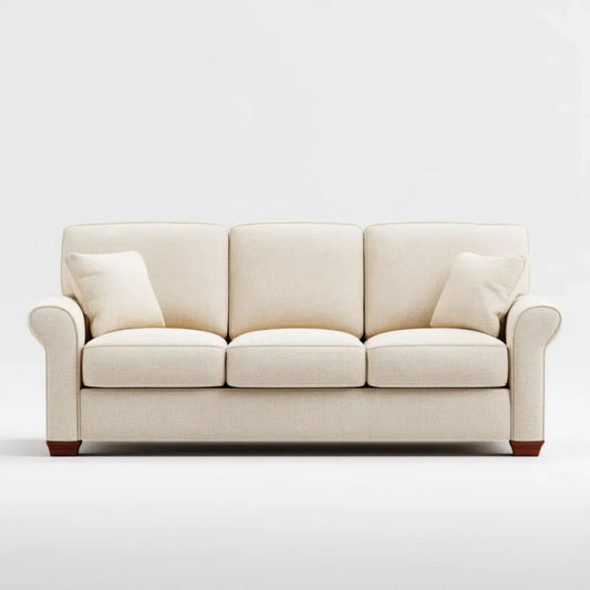 Trzyosobowa sofa kremowa z tapicerką poliestrową 220 × 90 × 90 cm