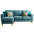 Lewostronna sofa narożna z leżanką z tkaniny, turkusowa, 230 x 150 x 85 cm