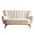 Kremowa 2-osobowa sofa półokrągła z poliestru sztruksowego 160 x 85 x 90 cm