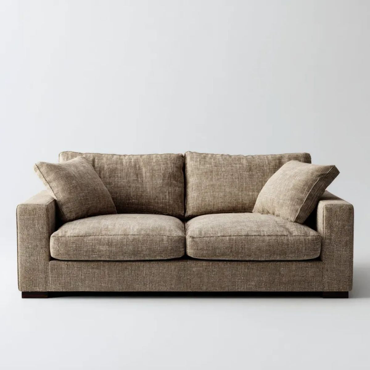 Dwuosobowa sofa beżowa z tapicerką poliestrową, 160 x 90 x 85 cm