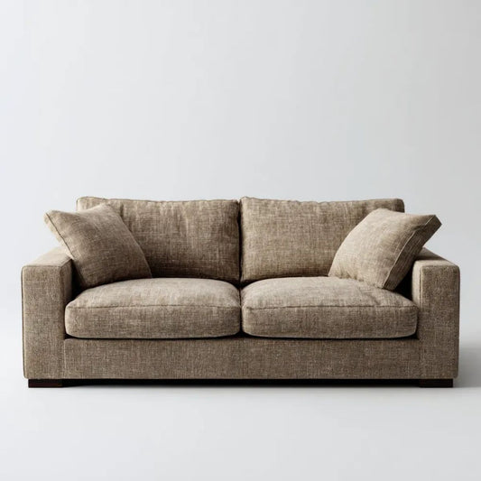 Dwuosobowa sofa beżowa z tapicerką poliestrową, 160 x 90 x 85 cm