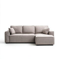 Sofa narożna z prawostronnym szezlongiem szarobeżowa z tapicerką poliestrową 230 x 150 x 85 cm
