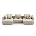 Beżowa modułowa sofa w kształcie U z tapicerką poliestrową, 320 × 170 × 75 cm