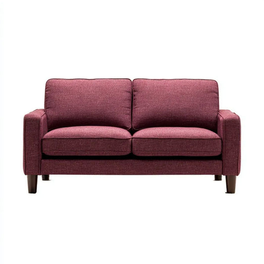 Bordowa sofa dwuosobowa z tapicerką poliestrową, 150 × 85 × 88 cm