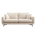 Beżowa sofa 3-osobowa z tapicerką poliestrową i stalowymi nogami, 220 x 90 x 85 cm